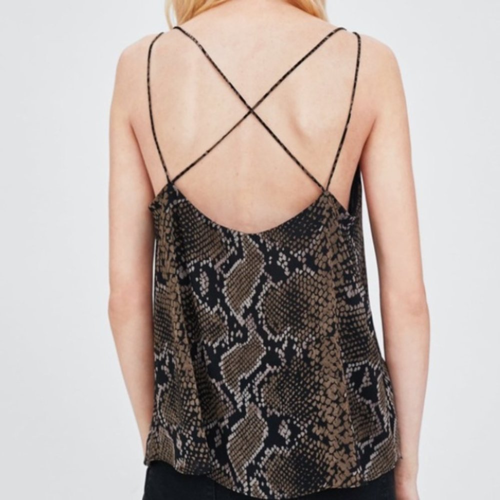 Zara Snake Print Strappy Flowy Tank Top, NWT, S - Picture 4 of 13